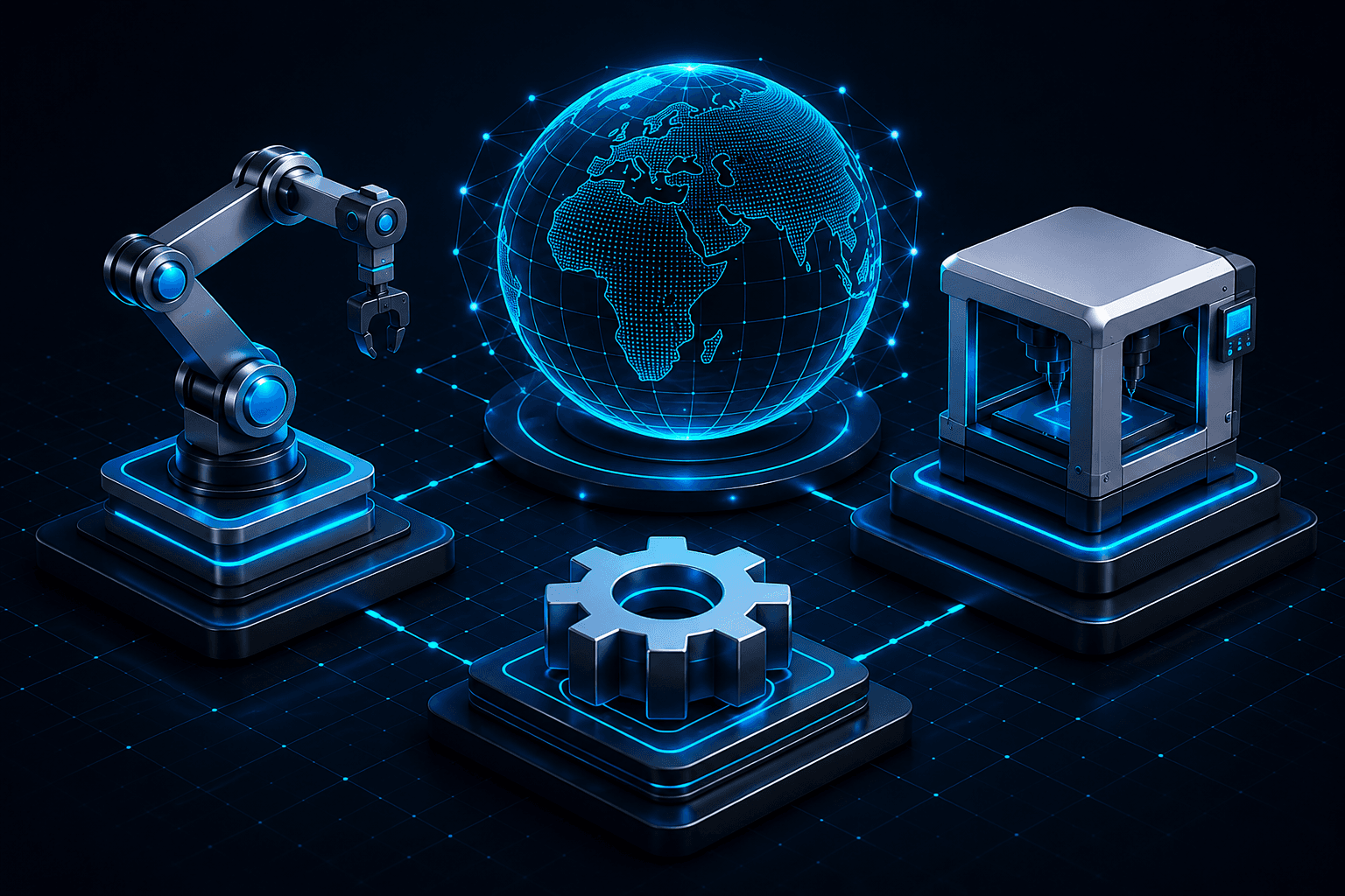 Connected SDM ecosystem with robotics, digital manufacturing, and intelligent engineering